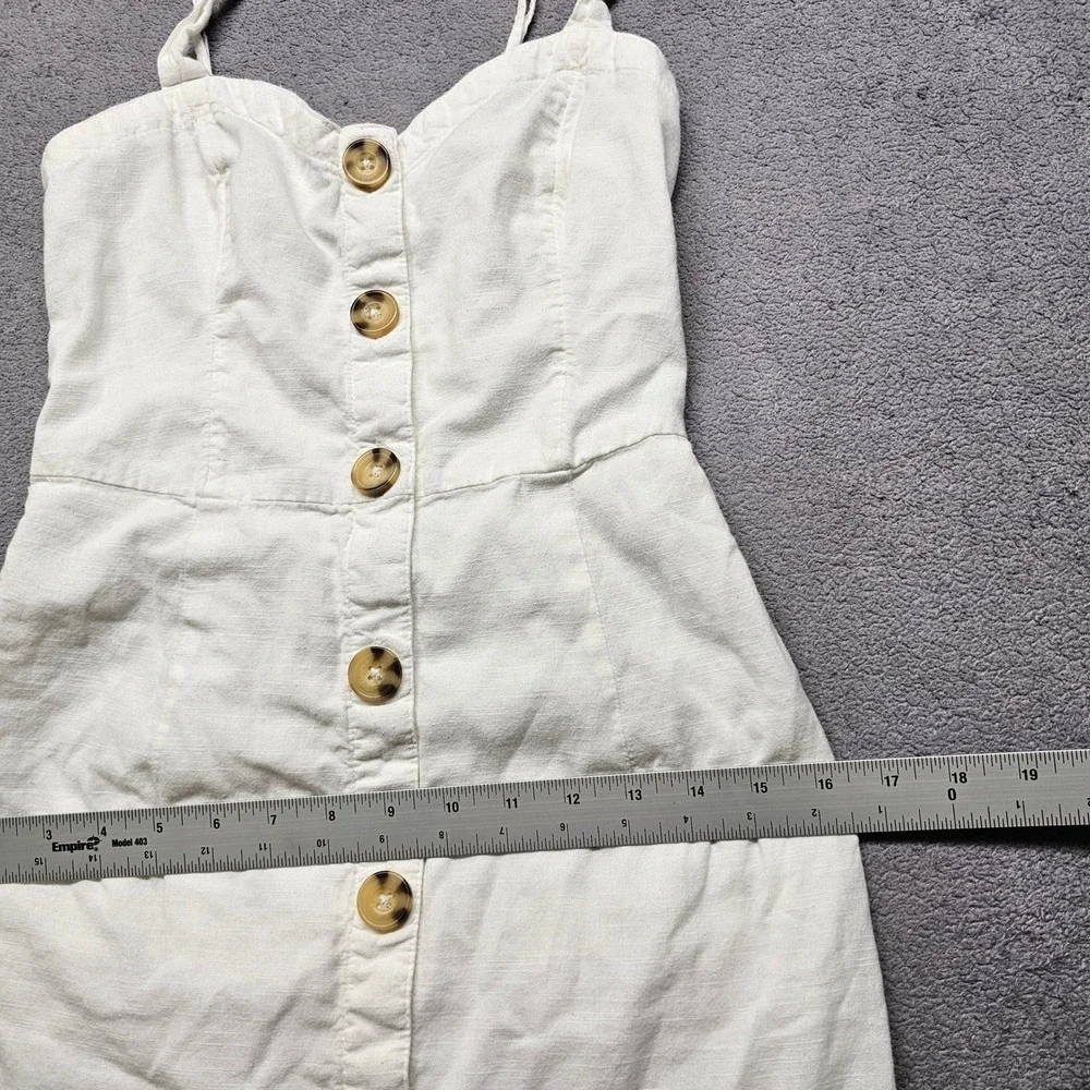 Abercrombie & Fitch White Cotton Button Front Mini Dress Pockets Womens Small